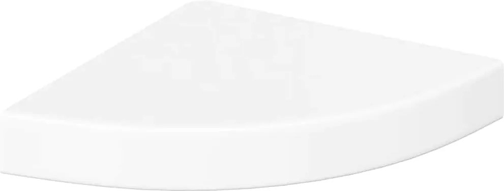 323886 vidaXL Плаващ ъглов рафт, бял гланц, 25x25x3,8 см, MDF