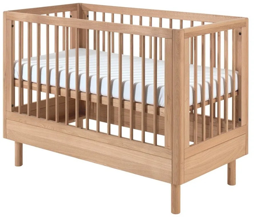 Детско креватче от масивен дъб с регулируема височина в естествен цвят 60x120 cm Forrest – Vipack