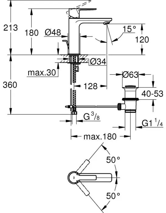 Кран за умивалник за маса Grohe Lineare New-Антрацит Mat