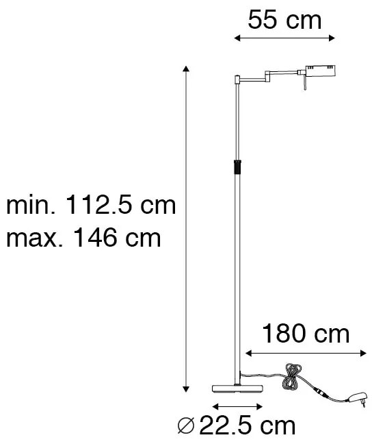 Дизайнерска подова лампа бронз с LED с сензорен димер - Notia
