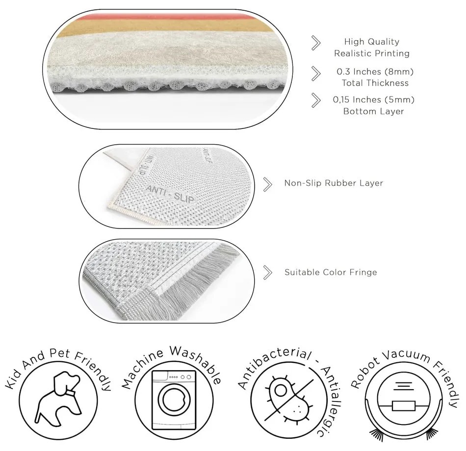 Жълто-розов килим подходящ за пране 120x180 cm Creamy Raspberry Swirl – Mila Home