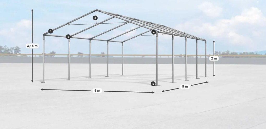 Складово хале/гараж 4x8x2m Comfort PE 240g