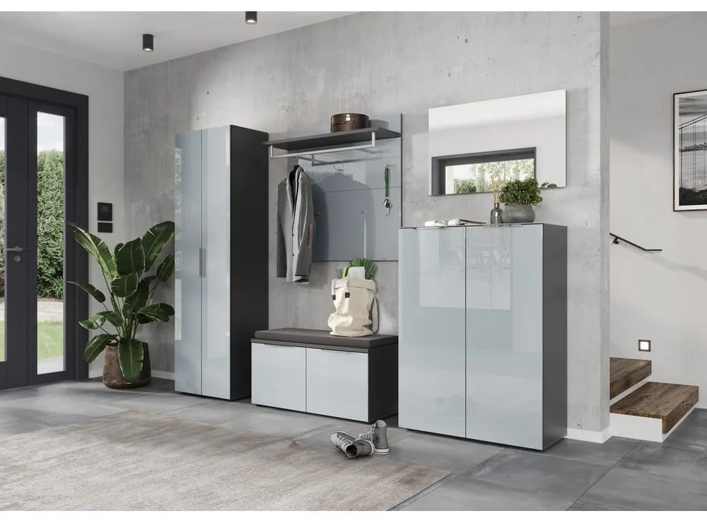 Сив шкаф за обувки с пейка Genova - Germania