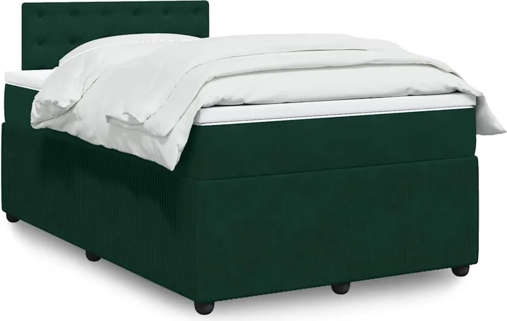3287701 vidaXL Боксспринг легло с матрак, тъмнозелено, 120x190 см, кадифе