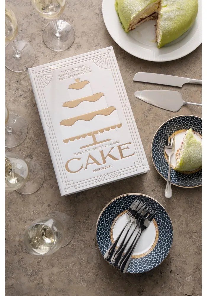 Бели/сребристи десертни вилици в комплект от неръждаема стомана The Essentials Cake Tools – Printworks