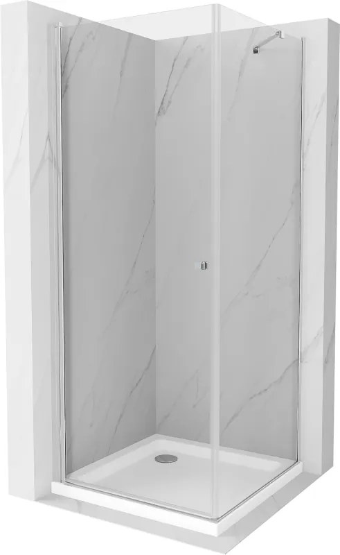 Mexen Pretoria люлееща се душ кабина 80 x 80 см, прозрачна, хромирана + корито Flat