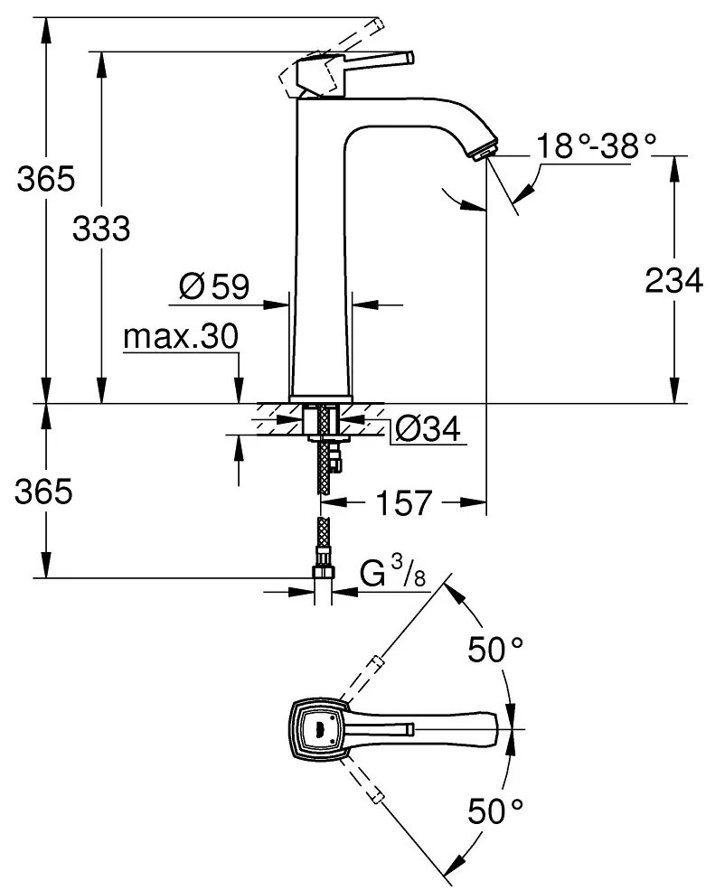 Кран за маса мивка Grohe Grandera