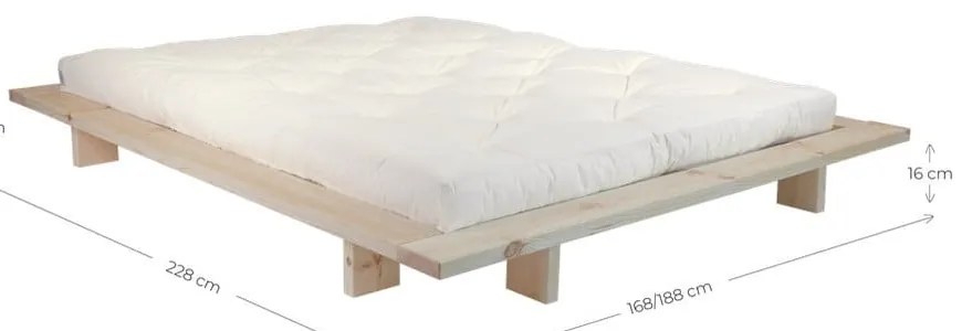 Светлосиньо двойно легло от масивен бор с включена подматрачна рамка 180x200 cm Japan – Karup Design