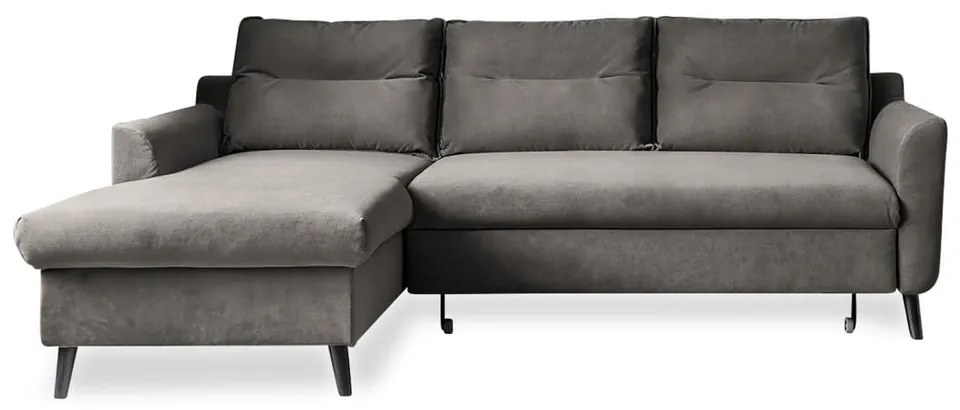 Тъмносиво кадифено ъглово канапе, ляв ъгъл Stylish Stan - Miuform