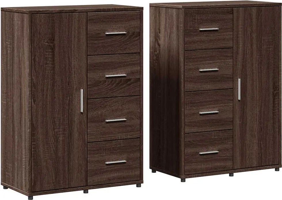 3276594 vidaXL Сайдборди, 2 бр, кафяв дъб, 60x31x84 см, инженерно дърво