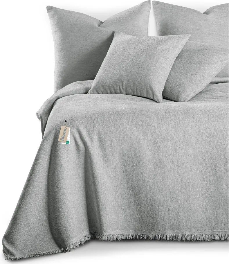 Светлосиво покривало за легло от шенил 220x240 cm Talo – Filumi