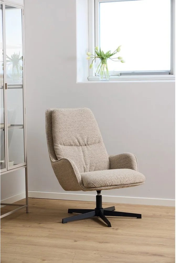 Бежово въртящо се кресло от букле Bosley – Actona