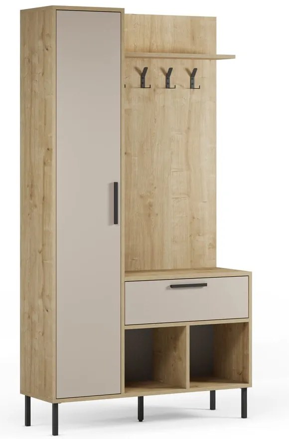 Кремаво-естествен комплект за коридор от декор от дъб 108x195x35 cm Heidy – Marckeric