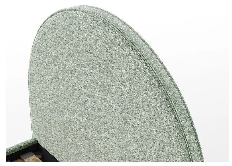 Зелено тапицирано единично легло с място за съхранение с включена подматрачна рамка 90x200 cm Moon – Vipack