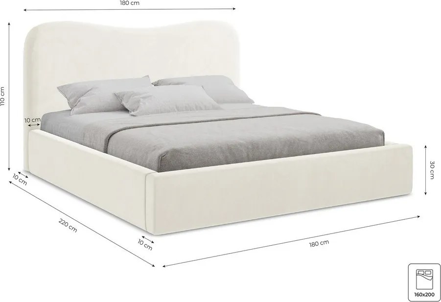 Тъмносиво двойно легло 160x200 cm тапицирано с място за съхранение с включена подматрачна рамка Kahai – Makamii