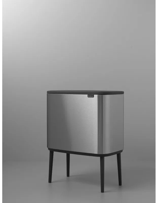 Кош за боклук Brabantia Bo Touch 651115, 11+23 л, Леко затваряне, Противоплъзгаща основа, Устойчив на пръстови отпечатъци, Инокс/Мат