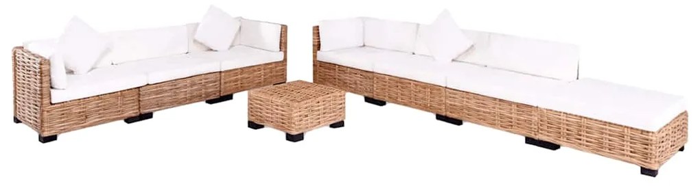 244623 vidaXL Комплект мека мебел, 27 части, естествен ратан