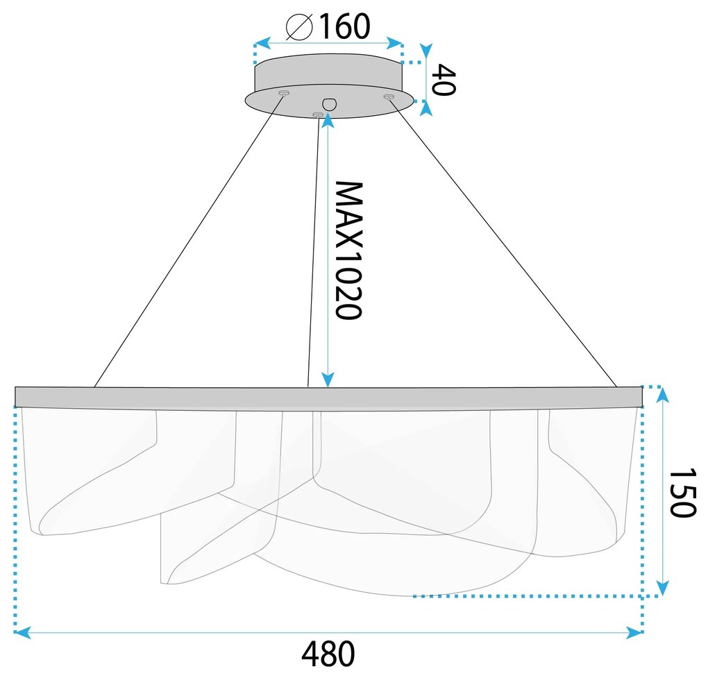 Лампа LED G138-CP 50cm Gold