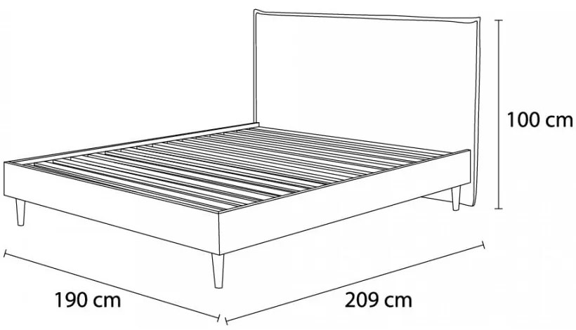 Антрацит тапицирано двойно легло с решетка 180x200 cm Sary - Bobochic Paris