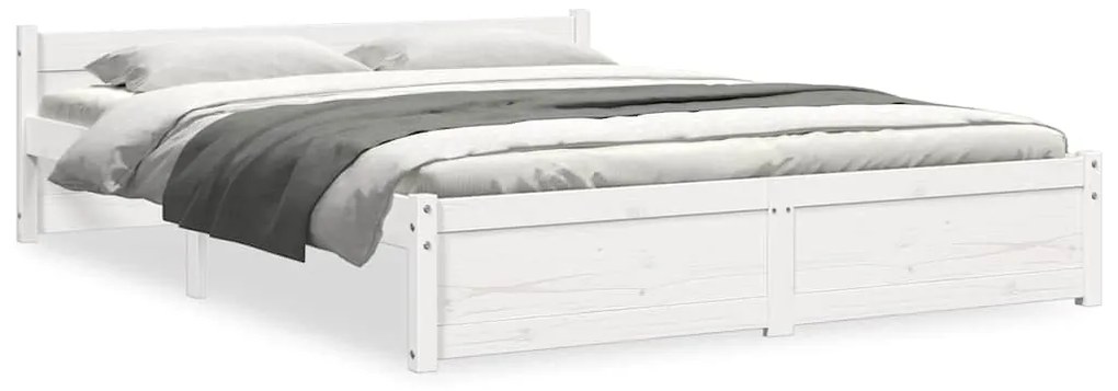 815020 vidaXL Рамка за легло, бяла, дърво масив, 135x190 cм, Double