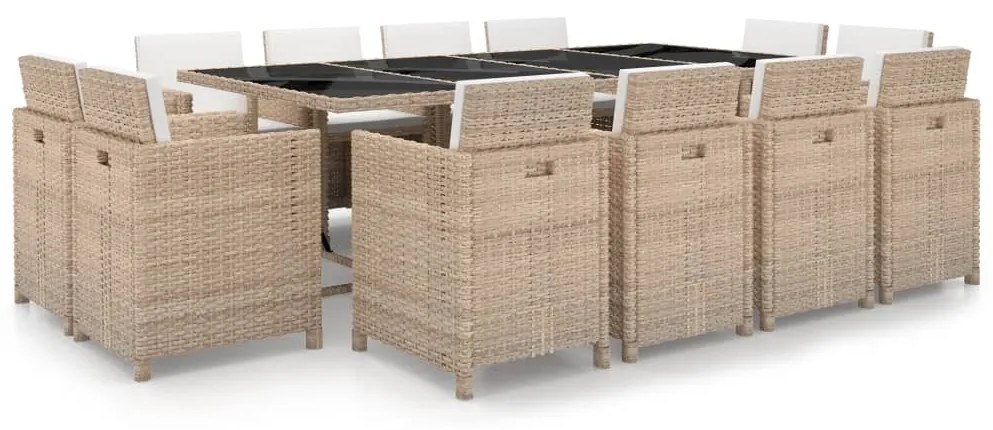 42553 vidaXL Градински комплект с възглавници, 13 части, бежов полиратан