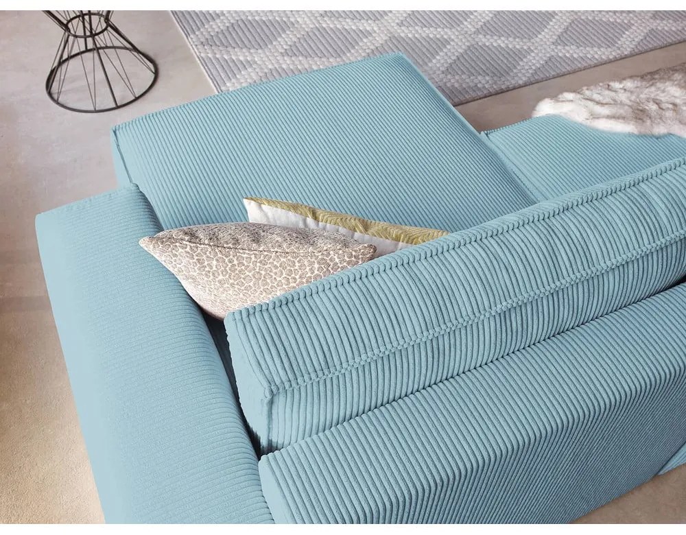 Светлосин велурен разтегателен диван Nihad - Bobochic Paris