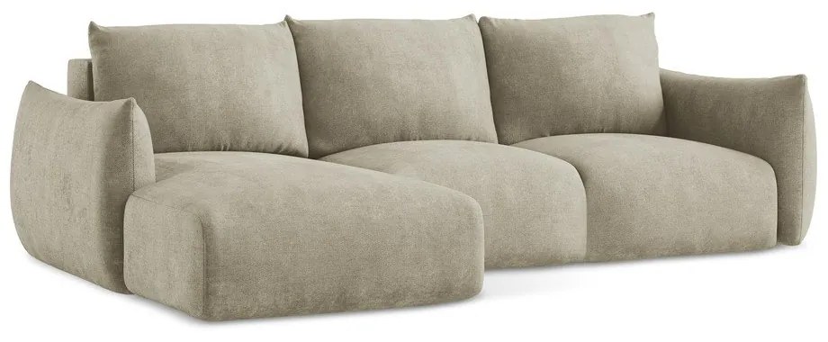 Бежов шенилов сгъваем ъглов диван (ляв ъгъл) Leila – Makamii