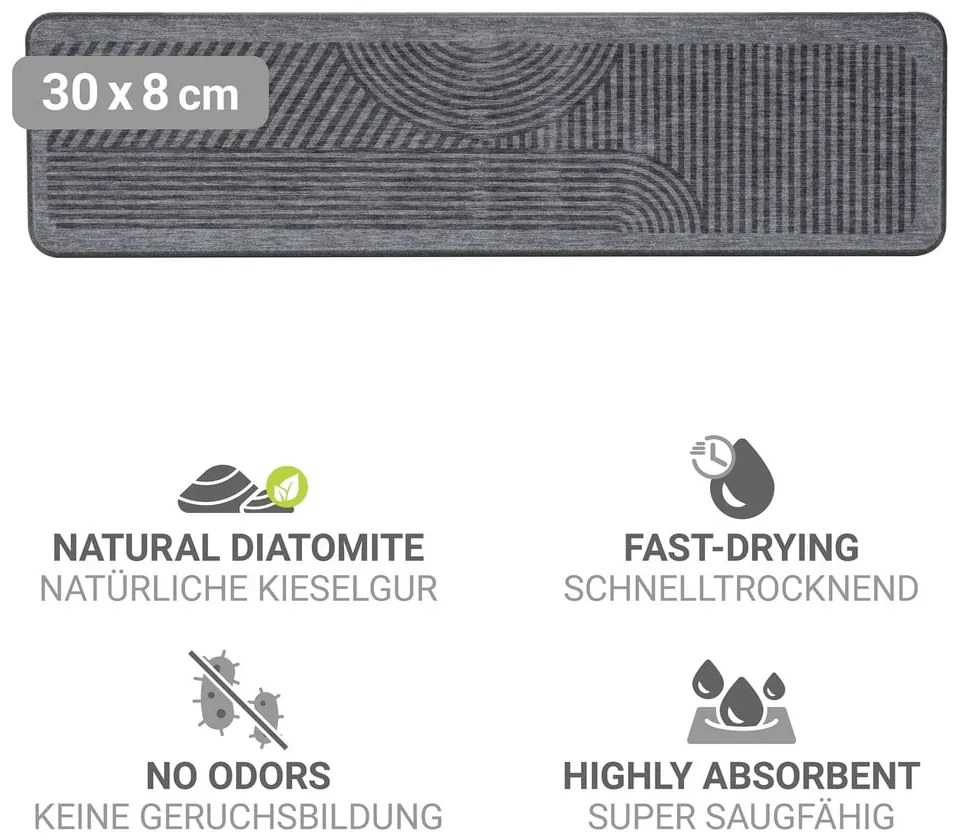 Сива тавичка за оттичане за съдовете от диатомична глина 30x8 cm Damon – Wenko