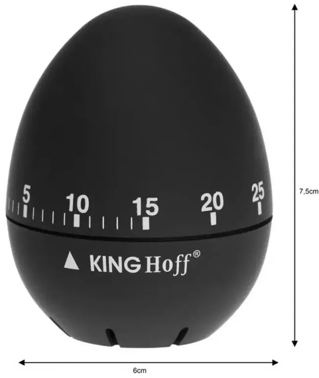 Кухненски таймер Kinghoff KH 1620, 60х75мм, Стомана, Гумено тяло, Черен