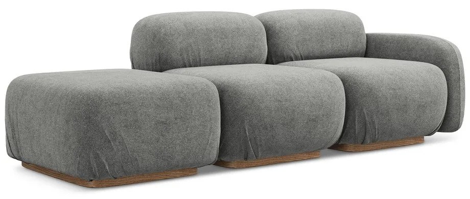 Сив модулна лежанка от букле (ляв ъгъл) Ailani – Makamii