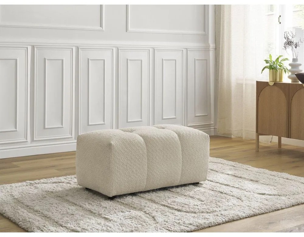 Бежова табуретка от прежда с примки от букле Roxelane – Bobochic Paris