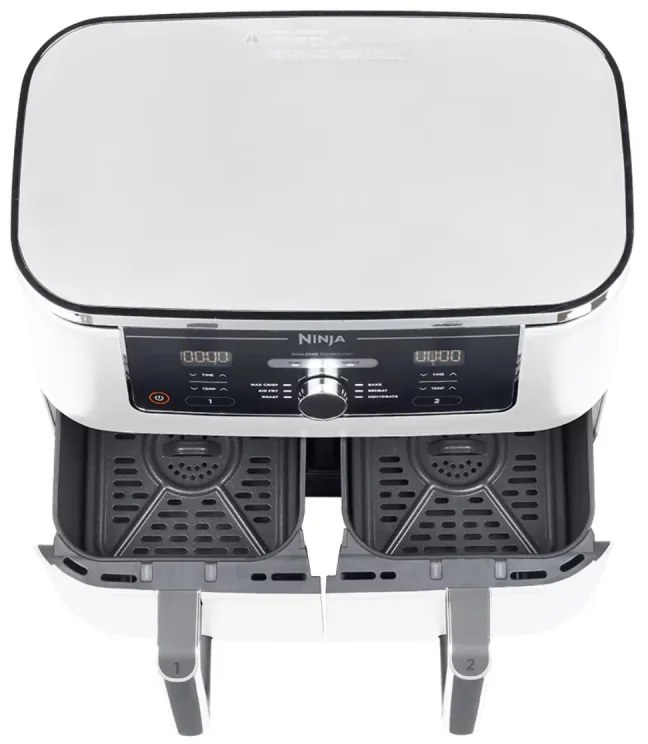 Двоен фритюрник с горещ въздух Ninja AF400EUWH, 2470W, 9.5 л, 6 програми, 40-240 C, Независими зони, Бял