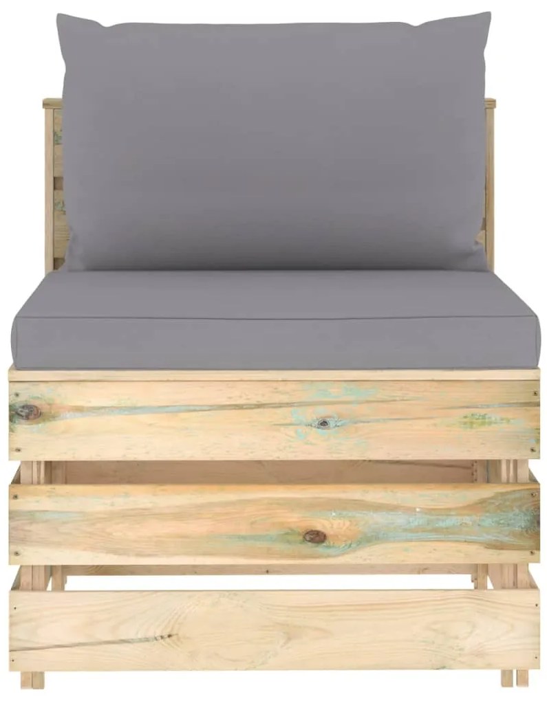 3074508 vidaXL Секционен ъглов диван с възглавници, зелено импрегнирано дърво