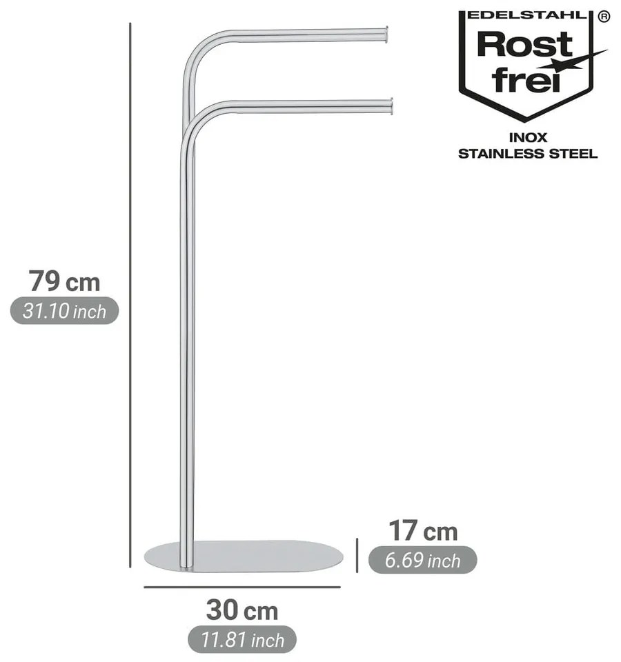 Стойка за кърпи от неръждаема стомана в блестящо сребрист цвят Levante – Wenko
