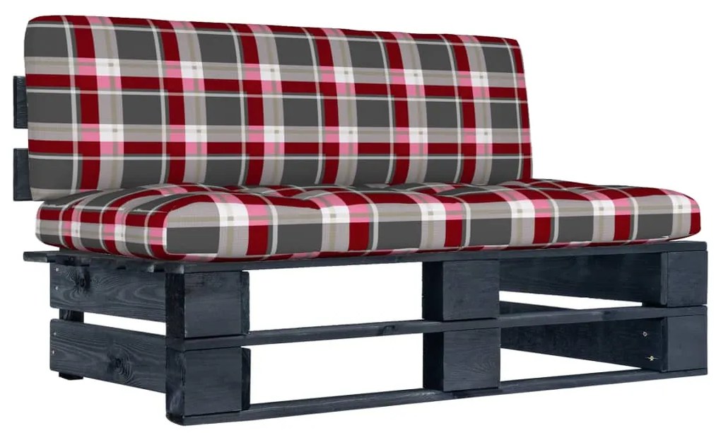 3066517 vidaXL Градинска палетен среден диван черно импрегнирано борово дърво