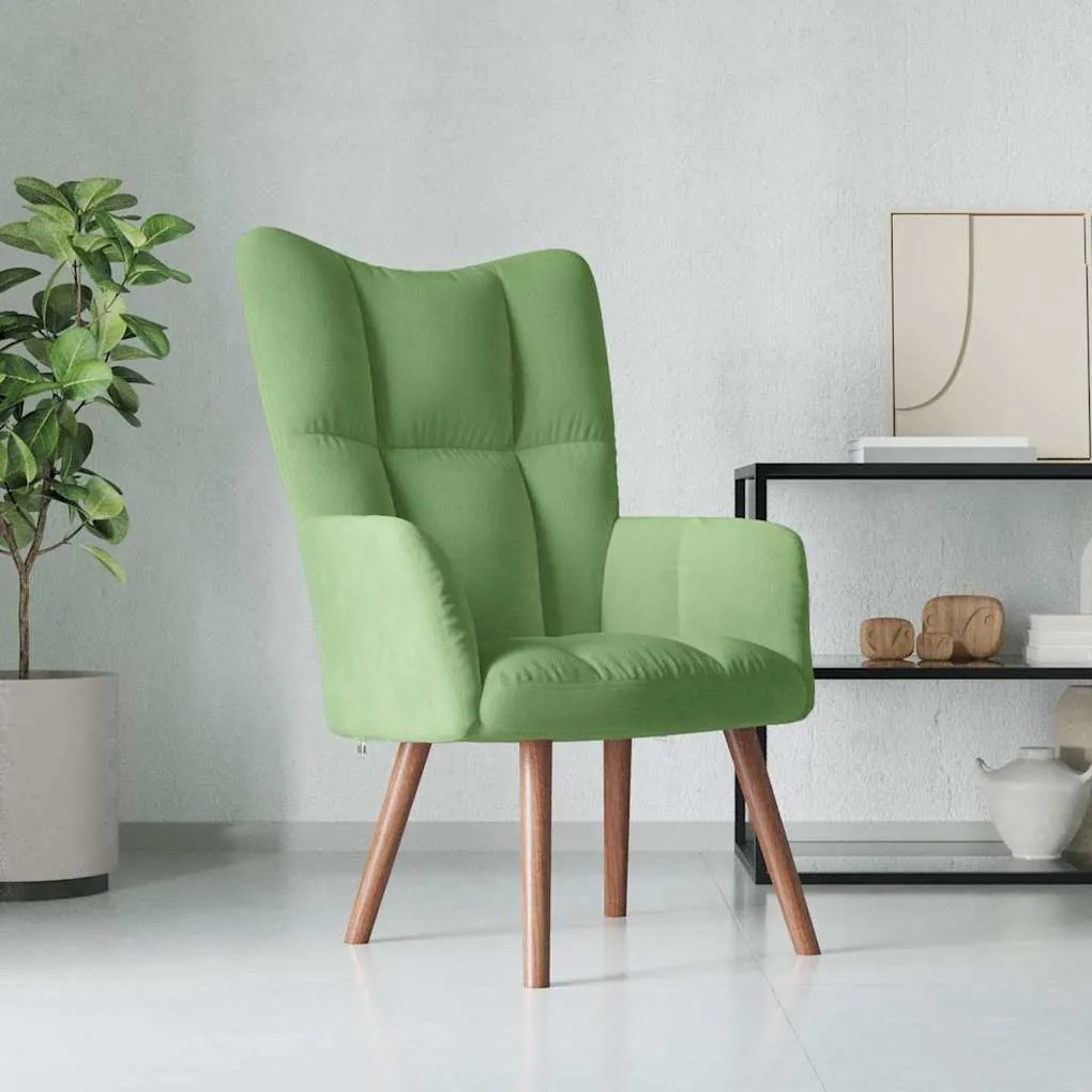 328054 vidaXL Релакс стол, светлозелен, кадифе