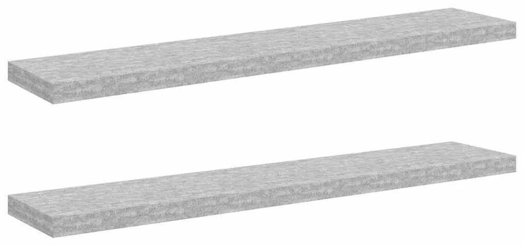 326607 vidaXL Окачени стенни рафтове, 2 бр, бетонно сив, 120x23,5x3,8 см, МДФ