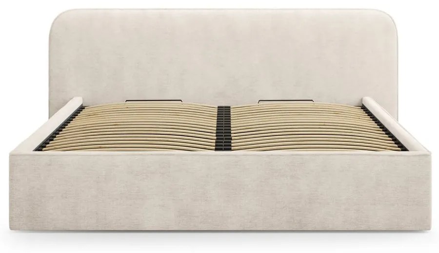 Бежово двойно тапицирано легло с място за съхранение с включена подматрачна рамка 140x200 cm Elizabeth – Micadoni