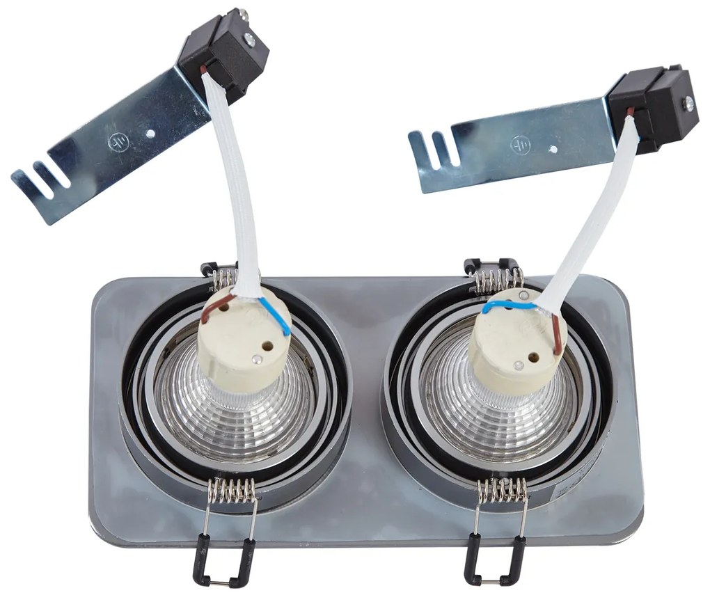 Комплект от 6 заоблени вградени спота Gunmetal GU10 50mm регулируеми IP44 2-светлини - Alberto