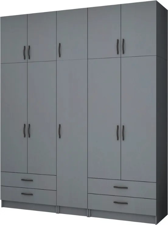 Ricardo петдверен меламинов гардероб с шкаф в антрацитен цвят 200x51,8x240см.