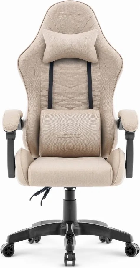 Геймърски стол CABRO C500 – от плат, с регулируема облегалка, товароносимост до 150 кг, бежов + ПОДАРЪК
