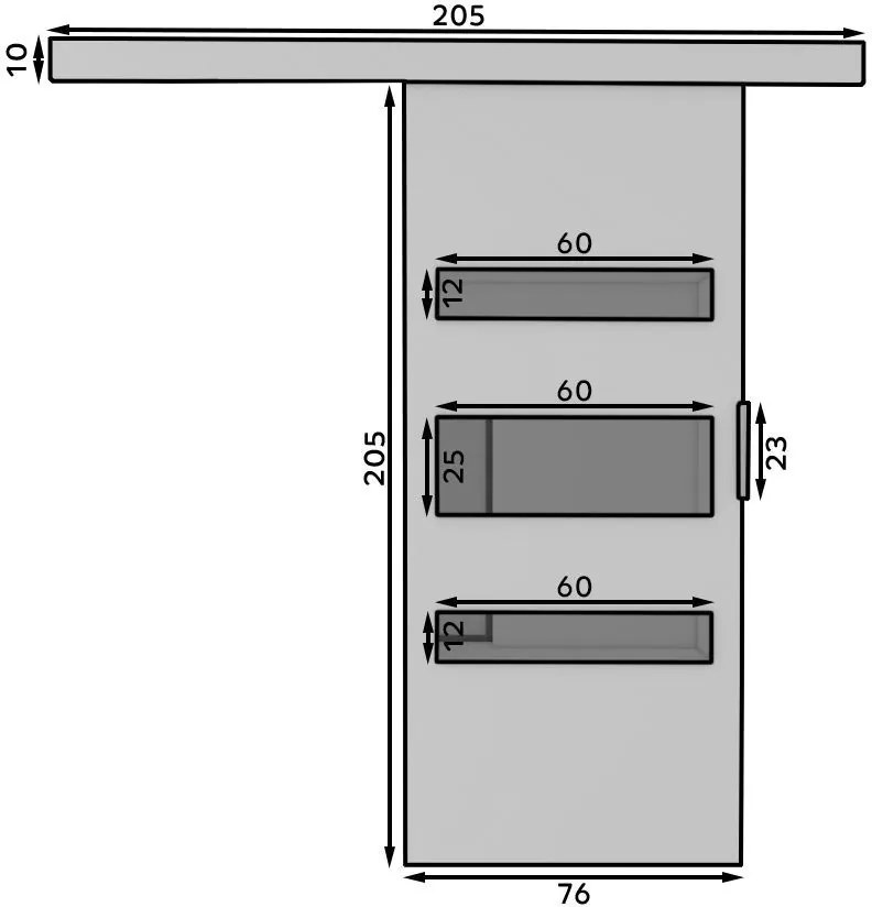 Плъзгаща се врата Lenses-Wenge-Length: 76 cm