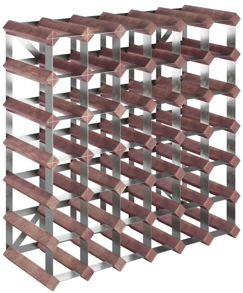 340893 vidaXL Стойка за вино за 42 бутилки, кафява, бор масив