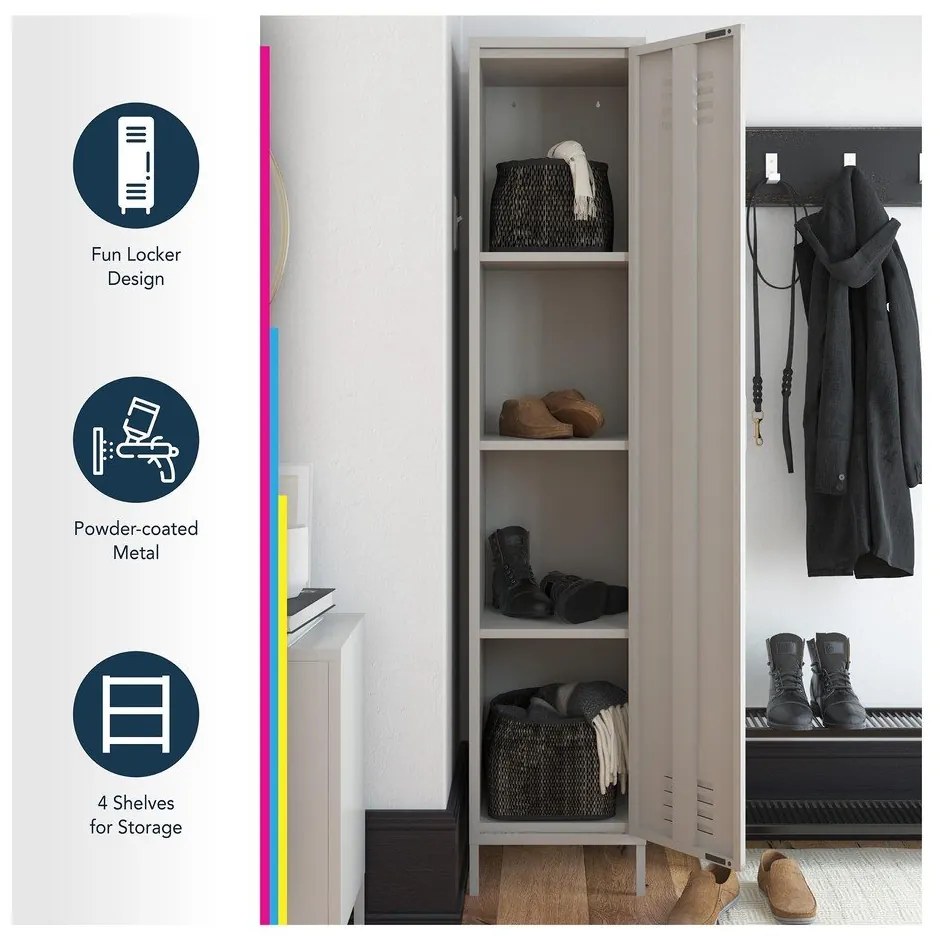 Син метален шкаф 38x185 cm Bradford - Queer Eye