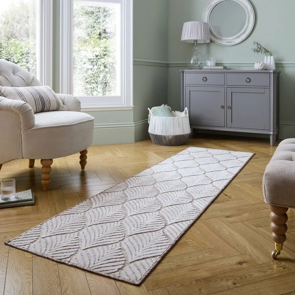 Килим за открито и закрито в цвят слонова кост 66x230 cm Elm Leaf – Flair Rugs