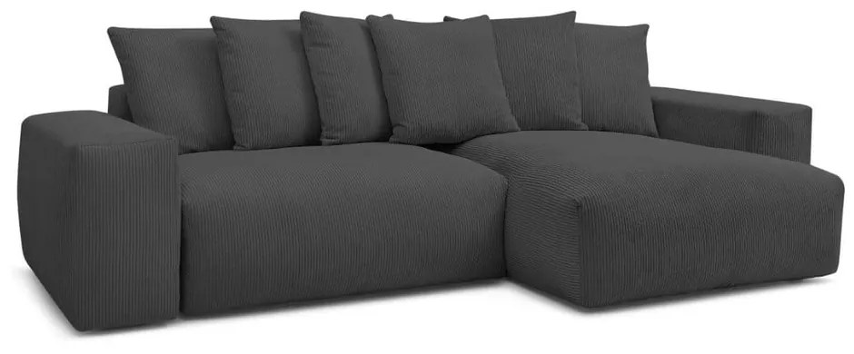 Тъмносив сгъваем/с място за съхранение ъглов диван от рипсено кадифе Voltaire – Bobochic Paris