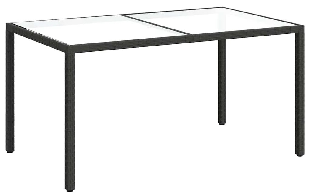 316705 vidaXL Градинска маса 150x90x75 см закалено стъкло и полиратан черна