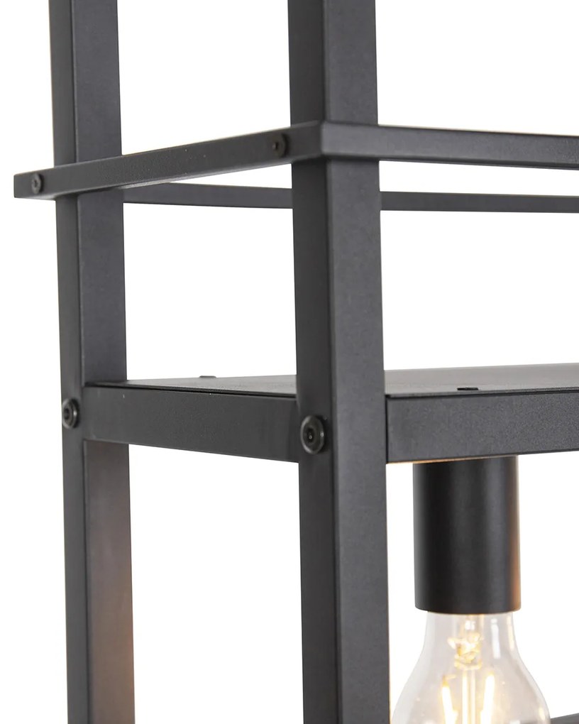 Индустриален висящ аплик черен с 4-светлинна стойка - Cage Rack