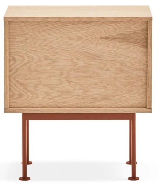 Тухленочервено нощно шкафче с дъбов фурнир Yoko - Teulat