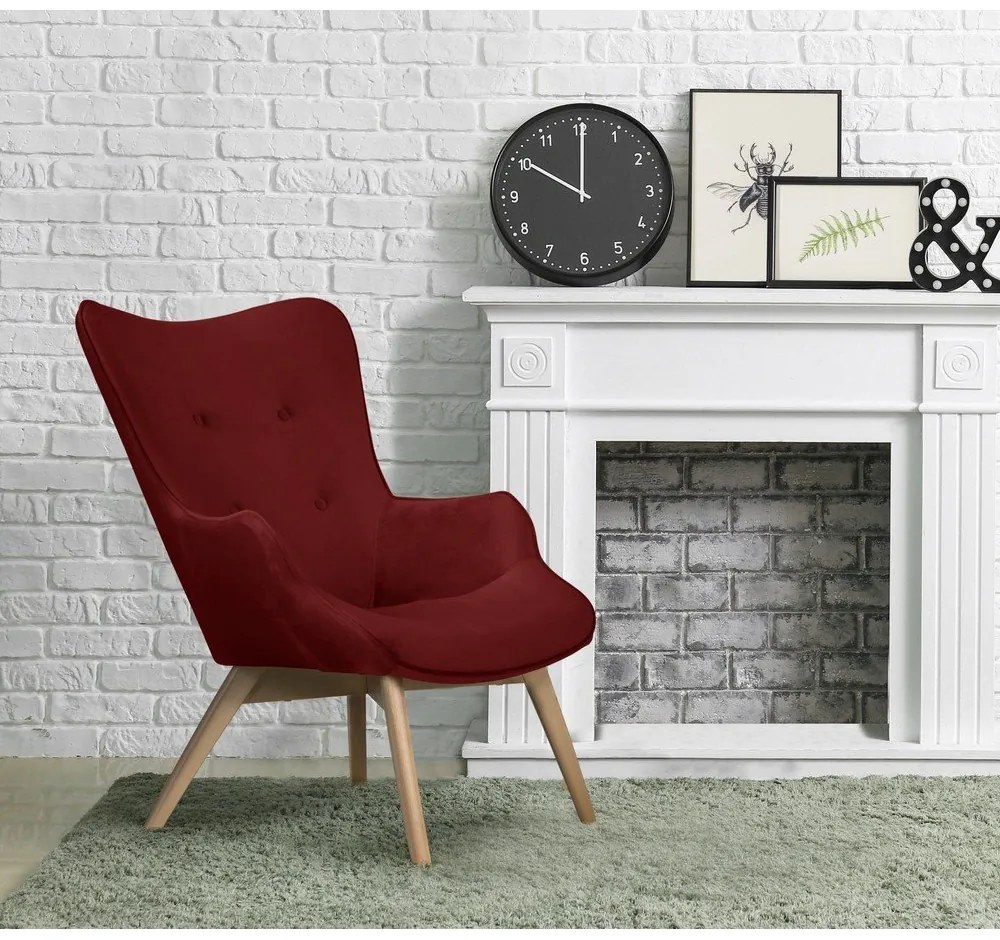 Червено кадифено кресло Niko – Ropez